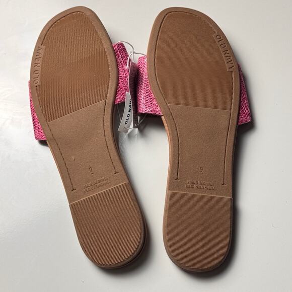Old Navy Women's Low Heel Slide Sandals Rafia Crafted Polarized Pink Sz 9 NWT - Picture 4 of 7